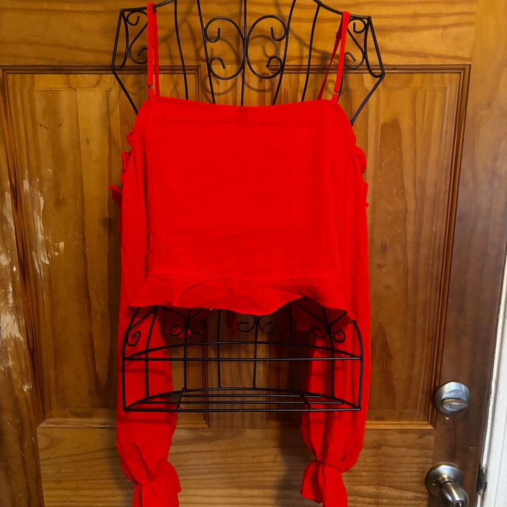 Cropped Peasant Top - Picture 2 of 5